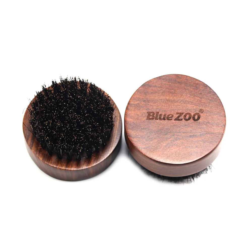 Bluezoo Men\'s Care round Black Gold Sandalwood Beard Brush Beard Care Beard Brush