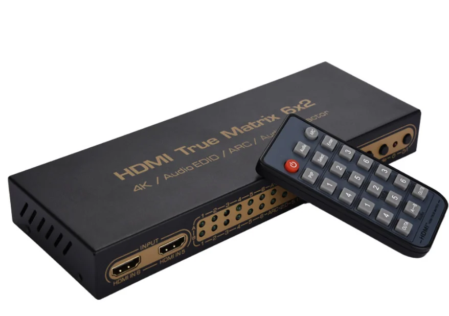 6 Trong 2 Cổng Ra HDMI Ma Trận Hỗ Trợ 4K X 2K 3D 6X2 HD Video Chuyển Đổi Quang Học sợi 5.1 Hình Trong Hình Vòng Cung