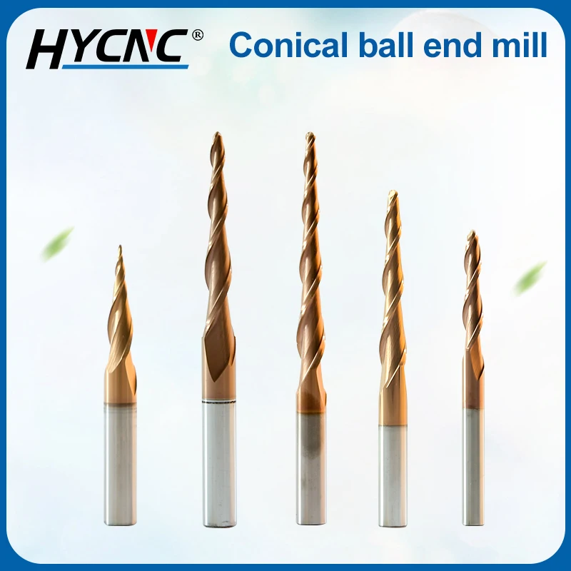 1 Piece Of HRC55 2 Flute Ball Nose Taper Milling Cutter Tungsten Steel Alloy Coated Aluminum End Mill Cnc Cutter