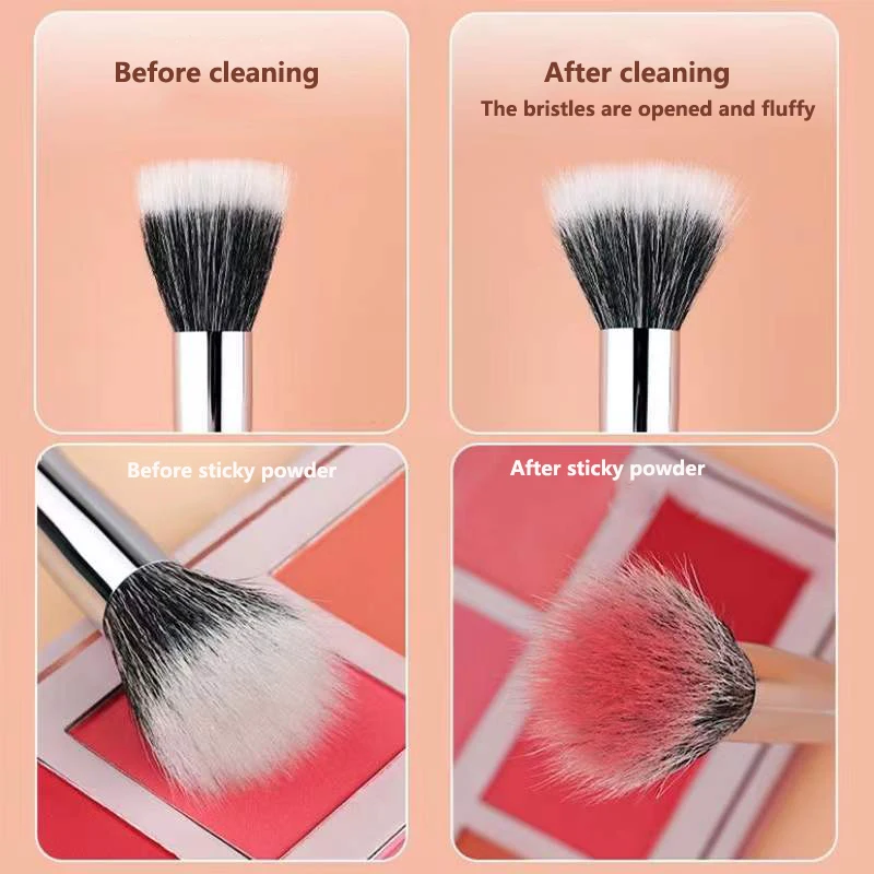 1/2Pcs Double Layer Goat Hair Stippling Blush Brush Highlighter Concealer Makeup Brushes Cosmetic Beauty Tools Natural Wood