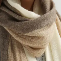 180*80cm Winter 100% Cashmere Scarf Women Outdoor Ski Warm Soft Bandana Women's Scarves 2021 Fashion Stitching Knitted Shawl