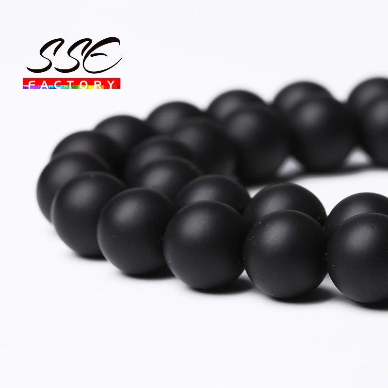 AAAAA Natural Matte Black Agates Round Loose Beads Onyx Loose Beads 15\