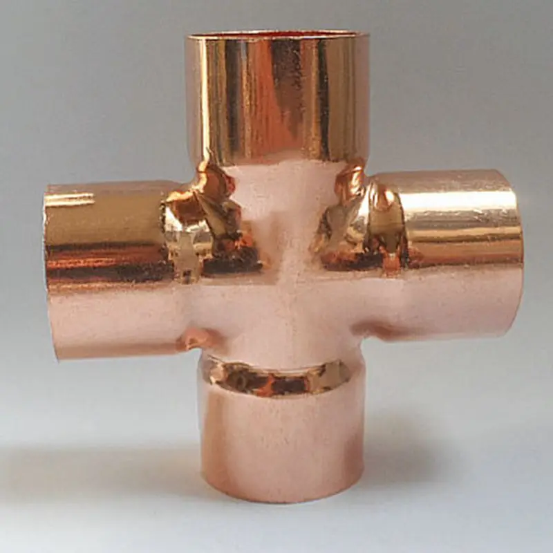 

42mm Inner Diameter x1.5mm Thickness Copper Equal Cross 4 Ways Socket Weld End Feed Coupler Plumbing Fitting Water Gas Oil Fuel