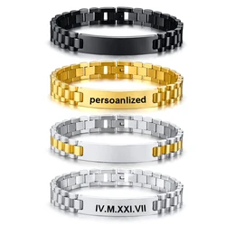 Personalized Men Bracelet Satinless Steel Chain Link Black Tone Name Coordinate Custom Male Women CouplesBracelet