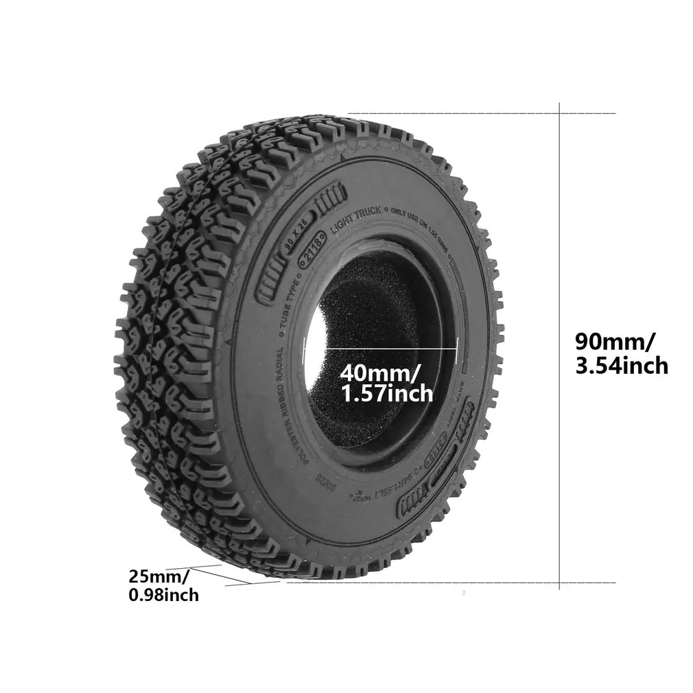 YSIDO 4Pcs 1.55in Soft Rubber Terrain Wheel Tires for RC Crawler Car MST JIMNY Axial AX90069 D90 TF2 Tamiya CC01 LC70 Tyres