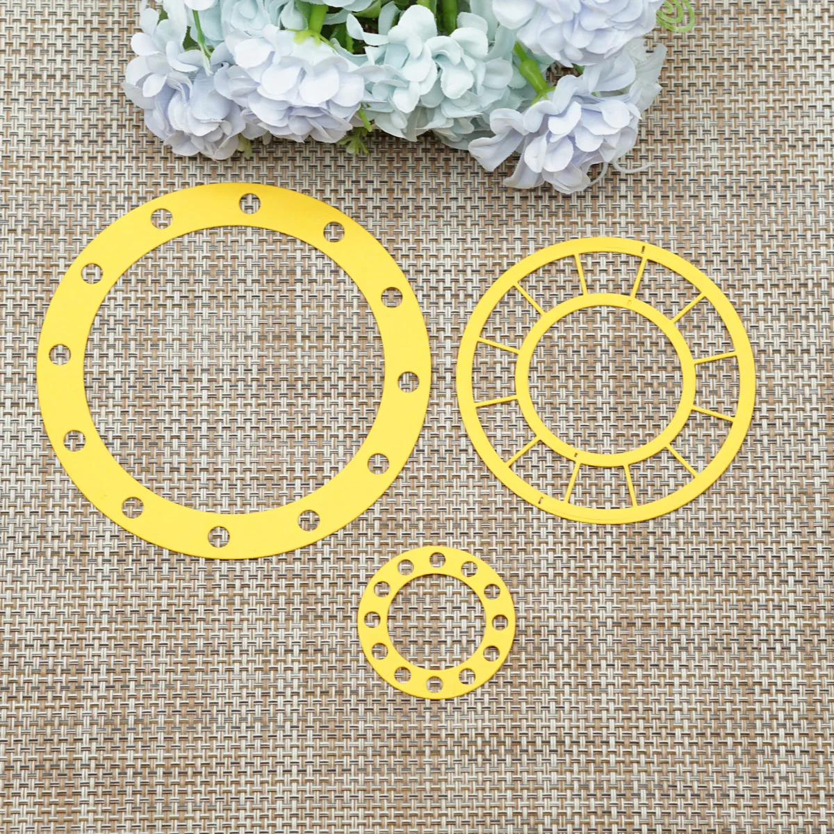 3piece Large Round Circle Gear Frame Shape Metal Cutting Die Scrapbooking Card Photo Album Decorating Craft Clip Art Cutter Mold