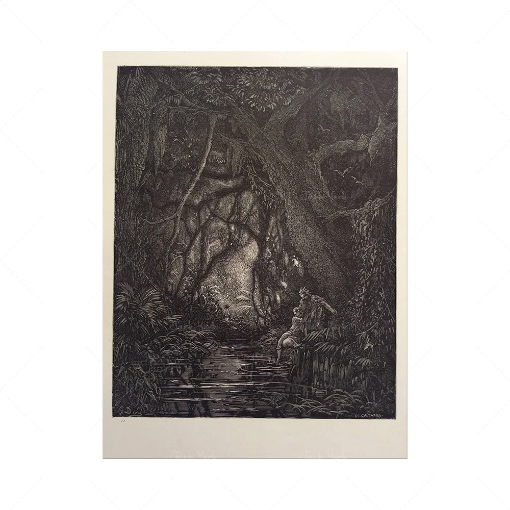 1870 ميلتون الجنة المفقودة النقش العتيق غوستاف دوري الكتاب المقدس الطبعة الأولى ملاك الجحيم الشيطان