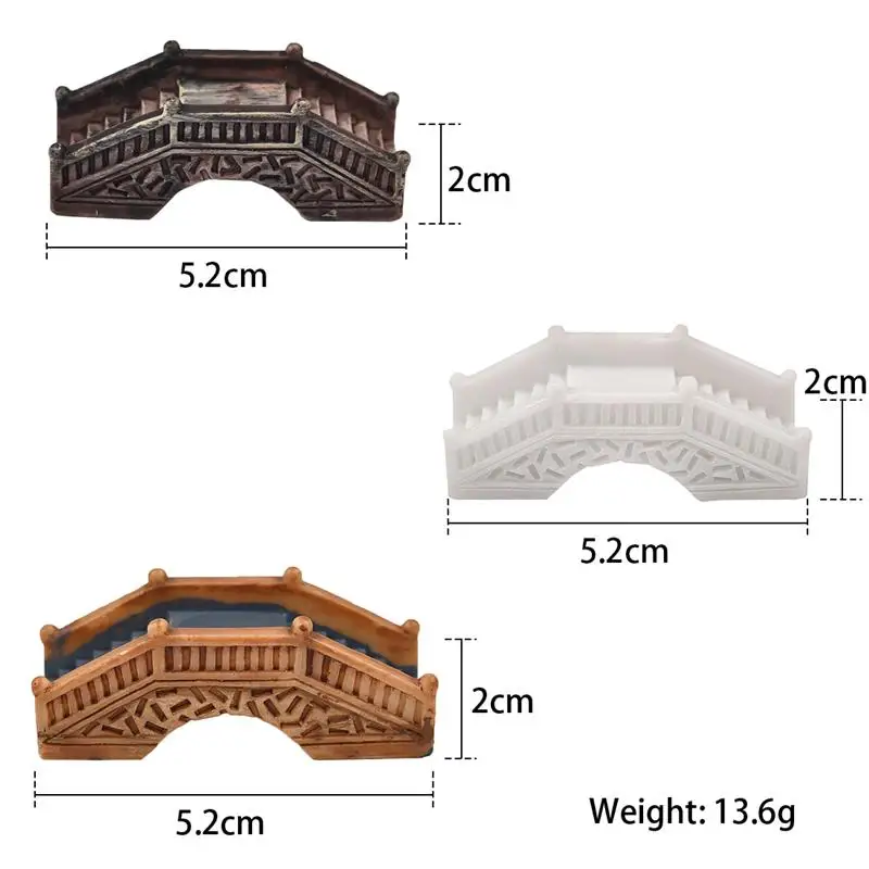 Ornamentos em resina para decoração de jardim, mini ornamentos de pedra simulada, ponte arqueada e jardim das fadas em miniatura, micro paisagem,