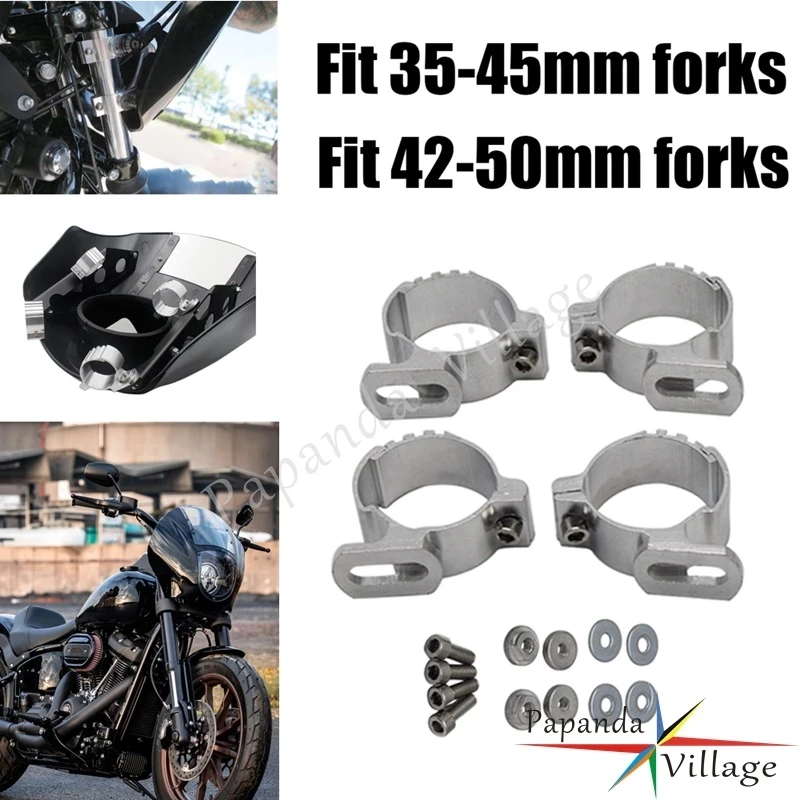 Harley Sportster XL 883 1200 ocia Moto Quart Sauna Carénage Lumière Pare-Brise 35-50mm 45mm 49mm Fourche Pince De Montage