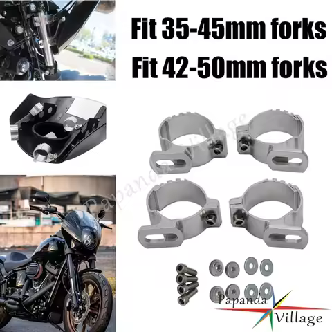 For Harley Sportster XL 883 1200 Dyna Motorcycle Quarter Headlight Fairing Windshield 35-50mm 45mm 49mm Fork Clamp Mount Clamp