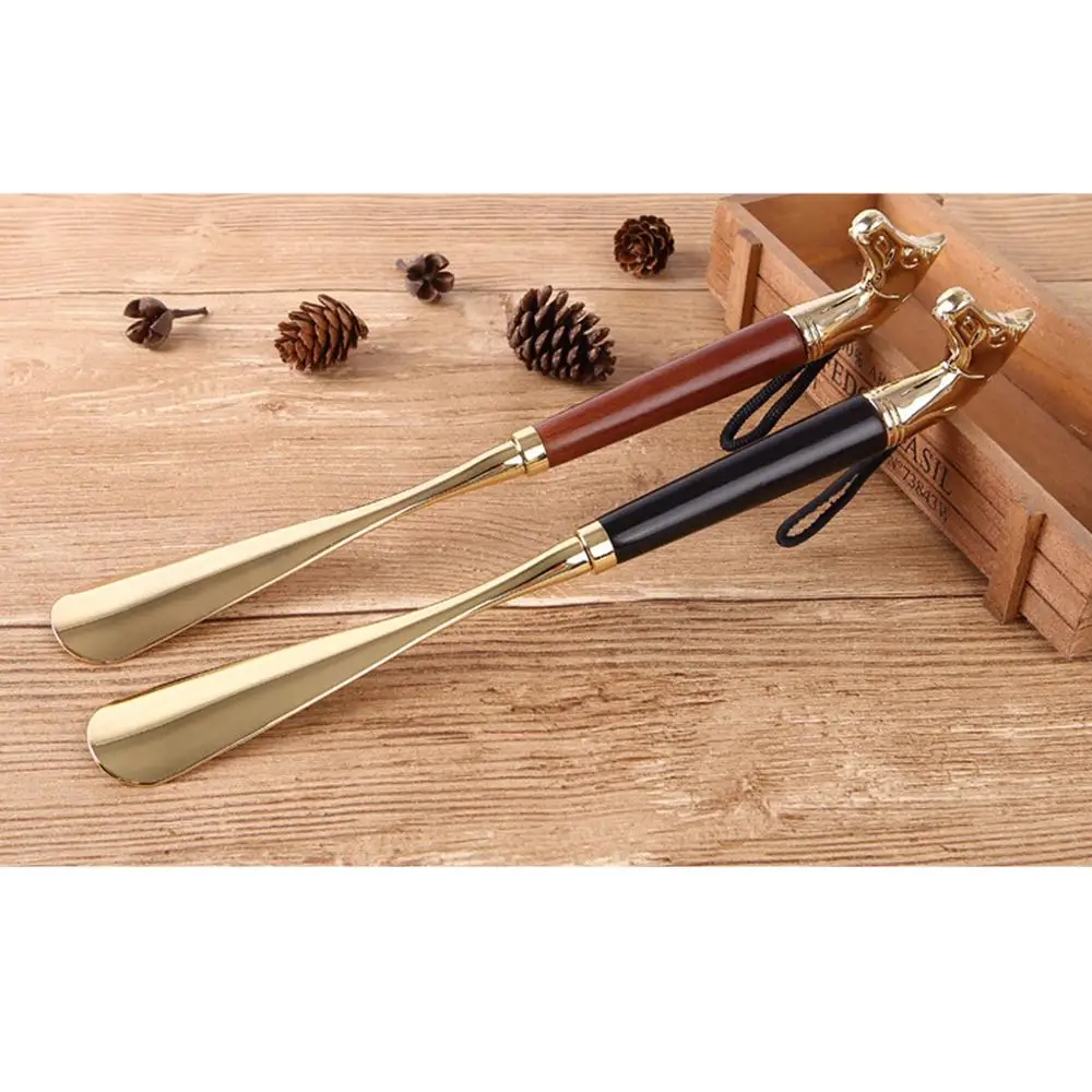 32 cm Metal Shoe Horn Handle Long Remover Shoehorn Handheld Durable Shoeshorn 32cm Wood Hand Metal Shoe Lifter