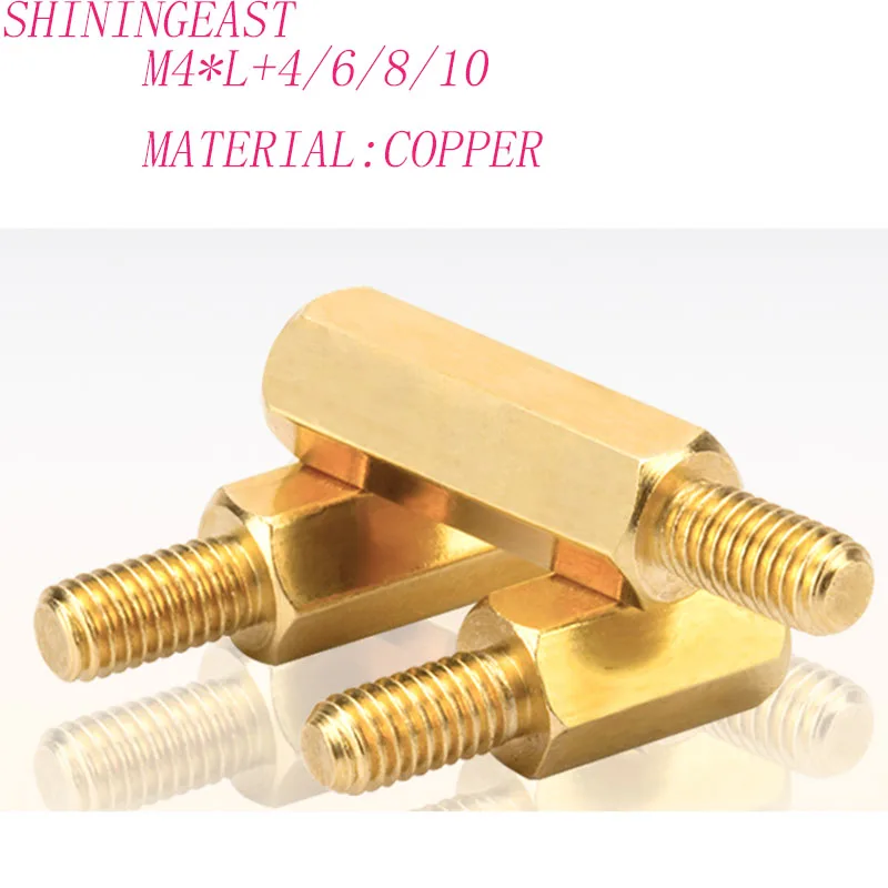 20pcs/lot M4*L+4,6,8,10brass hex socket female to male spacer standoff screws board stud hexagon bolts column spacing1133