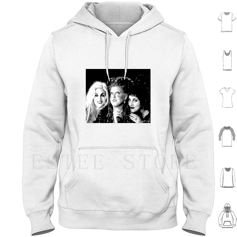 : Sanderson Sisters Hoodies Long Sleeve Pop Art Pop Culture Sanderson Sisters Black And White Halloween