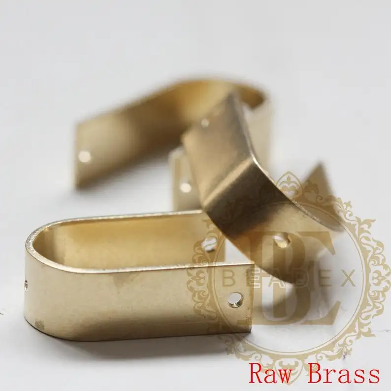 DIY Supply-Solid Brass Finding Bead Frame - U Shape with 3 Holes 19.9x12.5x6.9mm (3857C-V-228)