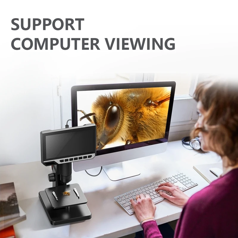 Marka podwójny obiektyw 2000X mikroskop cyfrowy 7 Cal HD IPS wyświetlacz obsługa wielu obiektywów oglądanie komputerowe powiększenie lupa