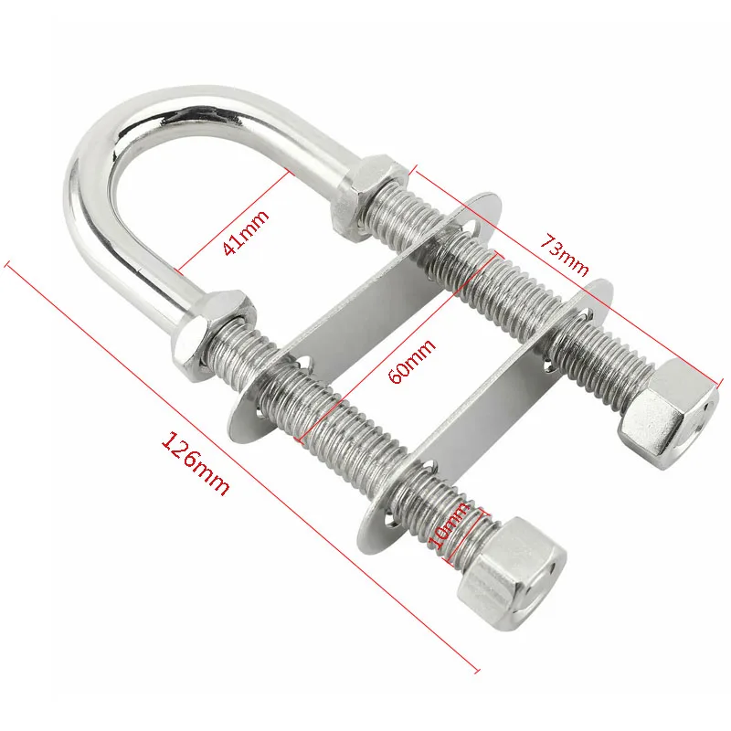 Anneau de taquet en U pour bateau en acier inoxydable 304, 10MM de diamètre, 3/8 "de longueur d'oeil arrière 5", quincaillerie de gréement