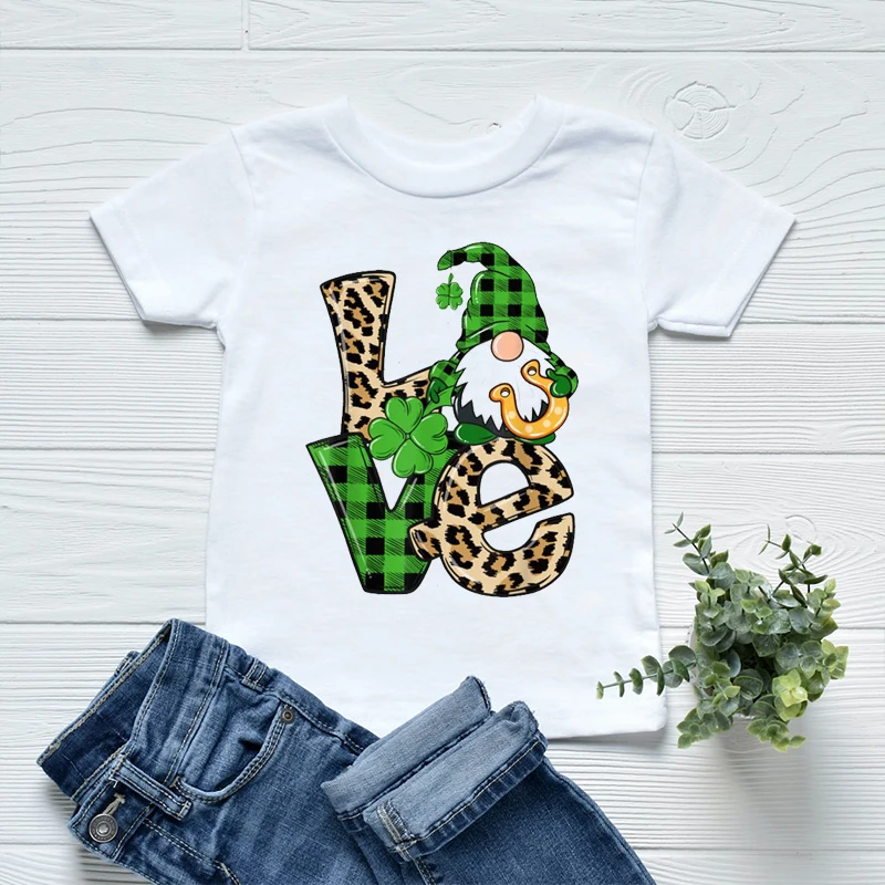 

T-Shirt For Girls boys Four-Leaf Clover Fairy Hippie Dwarf Cartoon Print Baby Tshirt Cute Children Tshirt Girl Clothes Shirt Top