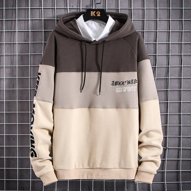 EL BARCO Stripe Hip Hop Men Hoodies Spring Cotton Sweatshirt Funny Print Male Hooded Tops Shirt Black Grey Jacket Harajuku Coats