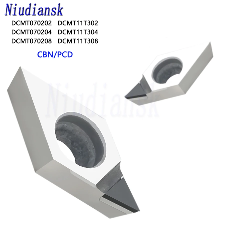 Płytki tokarskie DCMT070204 DCMT070208 DCMT11T304 DCMT11T308 CBN PCD CNC do obróbki miedzi i aluminium, specjalne płytki z funkcją rozłupywania żwiru.