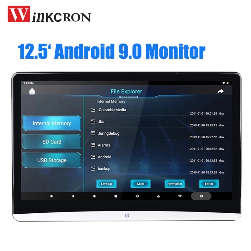 12.5 Inch Car Headrest Monitor 4K Video HD 1080P Android 9.0 WIFI/HDMI/USB/TF/BT RAM 2GB/16GB APP Download Mirroring/Miracast