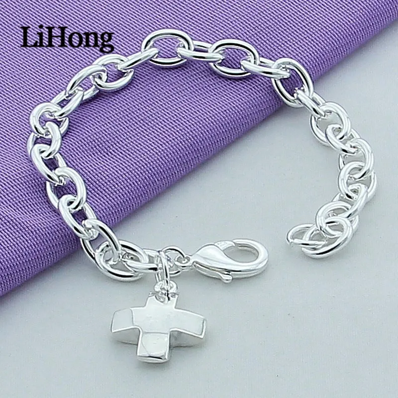 New 925 Sterling Silver Bracelet Cross Pendant Bracelet For Women & Men Charm Jewelry Gifts image 3