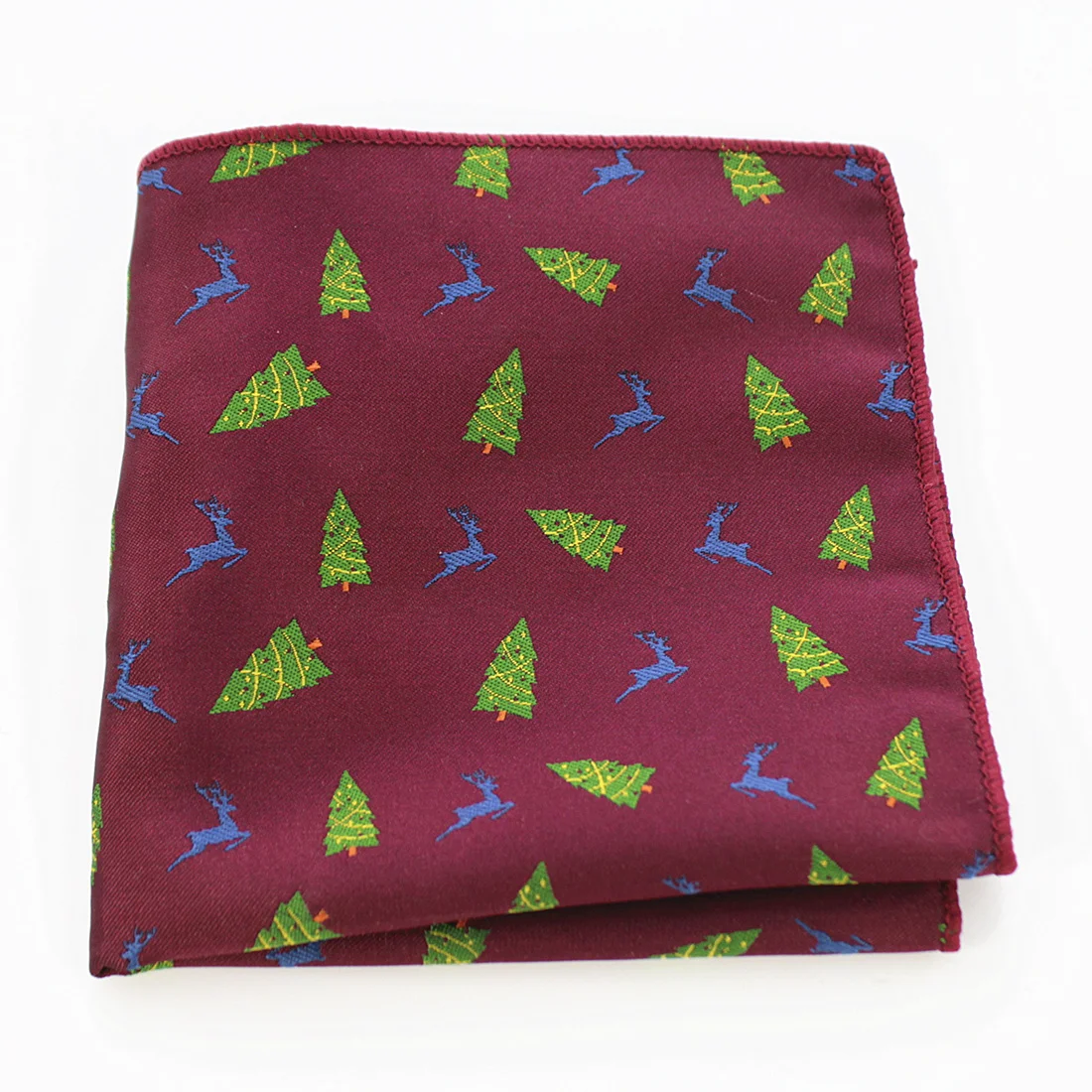 GUSLESON – ensemble cravate de noël, motif arbre, Jacquard en soie, tissé, rouge, vert, foulard carré, Festival