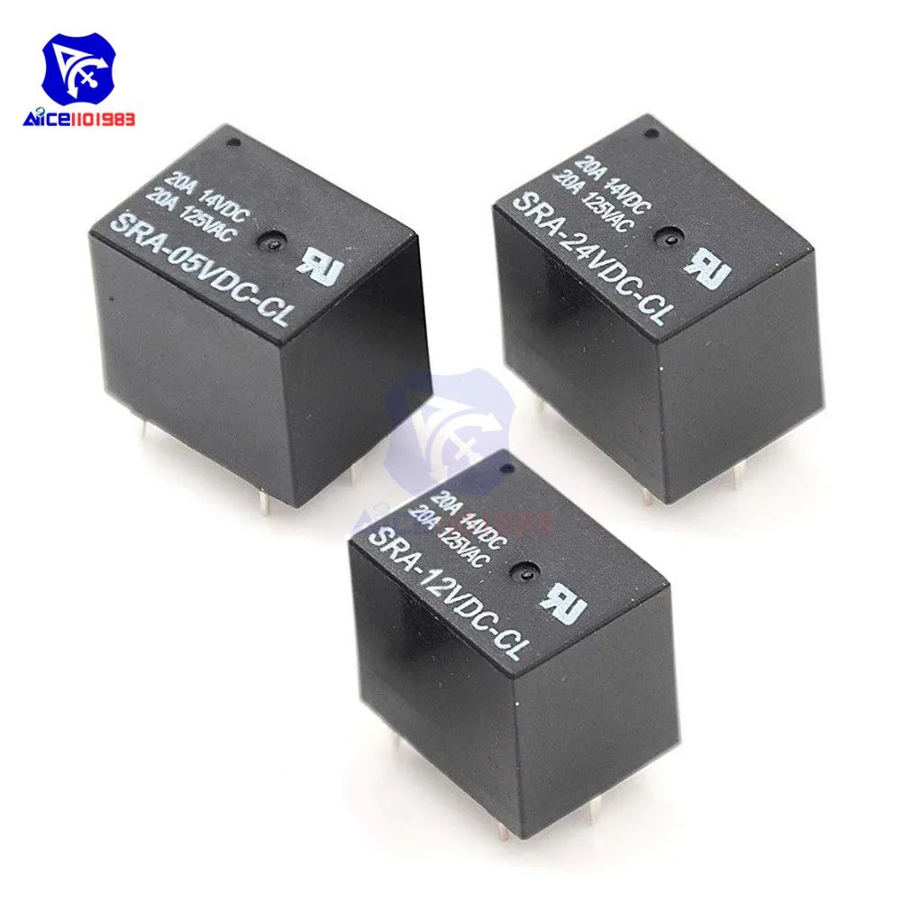 5V 12V 24V 20A DC Power Relay SRA-05VDC-CL SRA-12VDC-CL SRA-24VDC-CL 5Pin PCB Type for Arduino