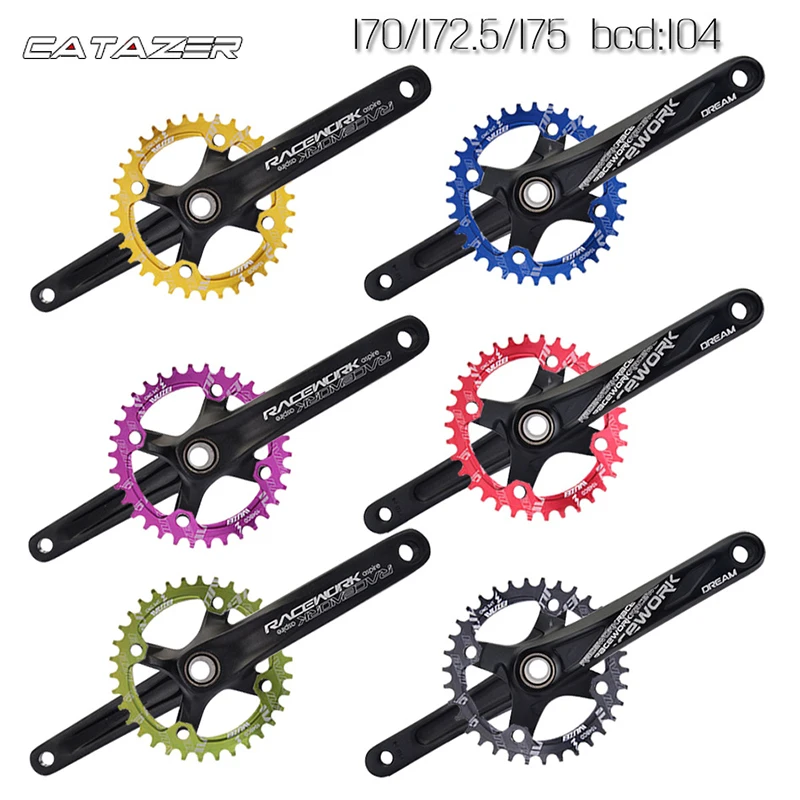 

MTB Bike Crankset 104BCD Aluminum Alloy with Bottom Bicycle Crankset MTB Crank Bike Accessories 170mm 172.5mm 175mm