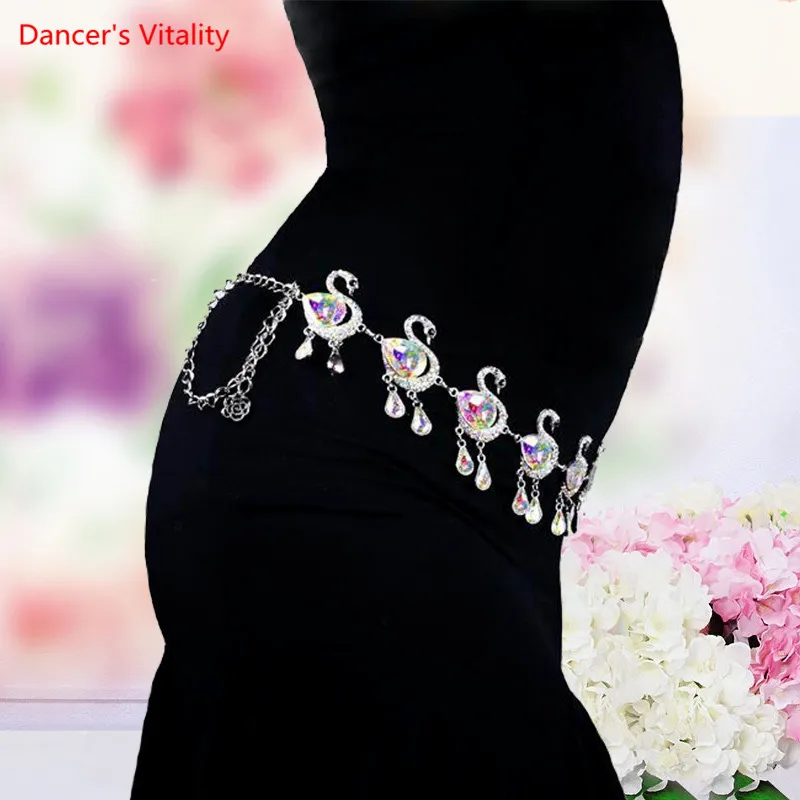 Crystal belly dance belt fashion dance hip scarf women belly dance stones chain girls dance accessories