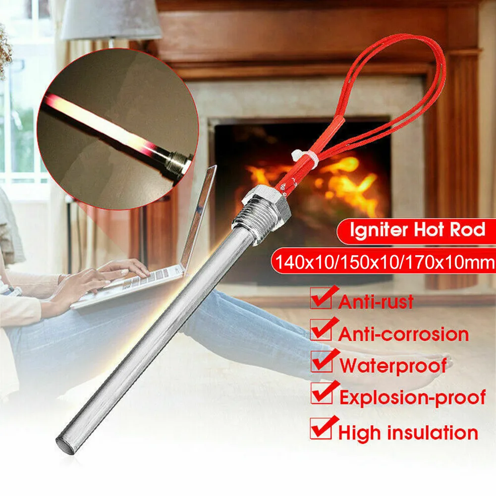 220V Igniter Hot Rod Wood Pellet Heating Tube Fireplace Grill Stove Part Stainless Steel Fireplace Barbecue Heating Rod