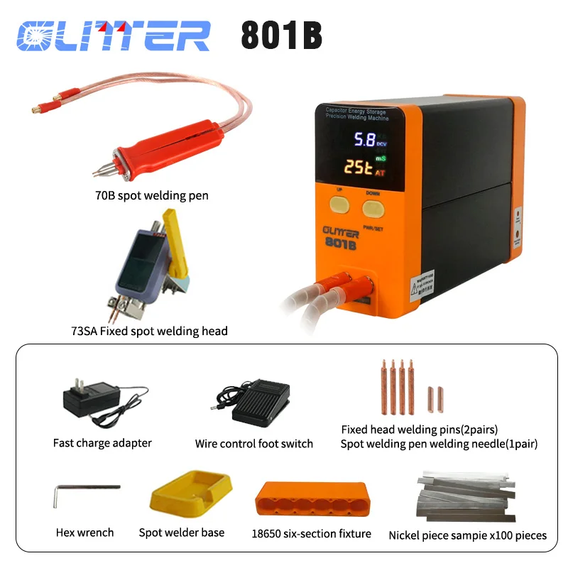 Portable Small Spot Welder with LED Digital Display, 801B, Storage Capacitor, Battery Spot Welding Machine, 11.6KW, 100 V-240V