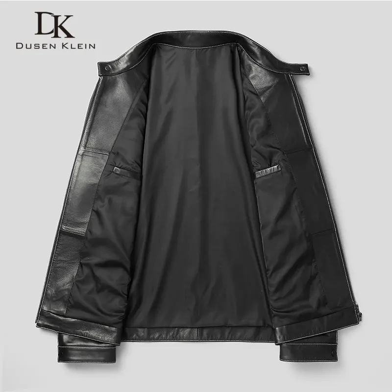 Men Genuine Leather Jacket Real Sheepskin Jackets Casual Black Pockets Autumn New Jacket for Man M8268