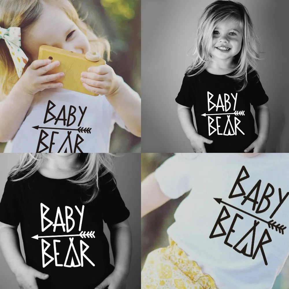 

Baby Bear Letter Printed Funny T-shirt Kids Fashion Tshirt Casual White Black Short Sleeve Tee Boys Girls Fashion Unisex Tops