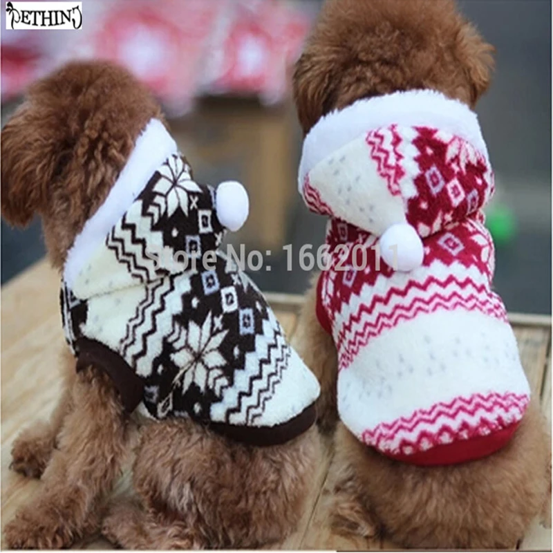 Pet Dogs Winter Sweater Coat Pet Dog Christmas Sweater Hoody Pet Puppy Coat Jacket Clothes Snow-Flakes Design 3 Color 5 Sizes