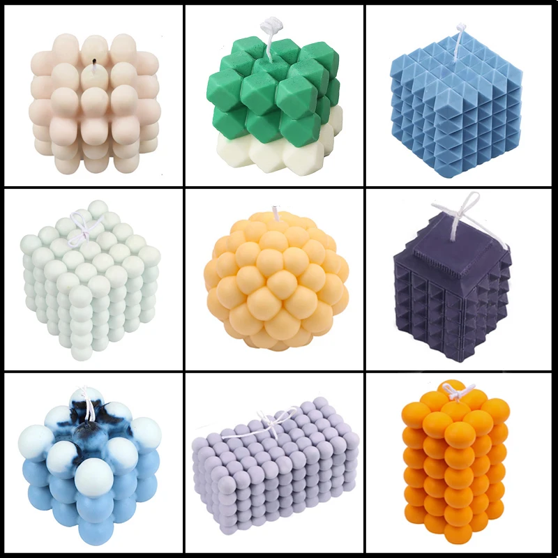 Multiple style Silicone Candle Mold High Quality Round Bubble Ball Cube Resin Soap Baking Mold Aromatherapy Candle Plaster Mould