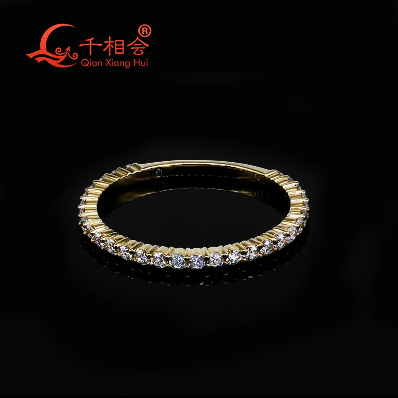 18K real Gold 3/4 Eternity Ring D Color 1.5mm round Moissanite Band for Women Engagement Wedding Party Jewelry