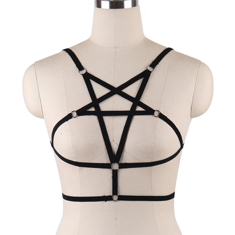 Hot sexy lingerie for women plus size Elastic Pentagram Bra sexy bondage belt SM Harness Erotic Temptation underwear Costume