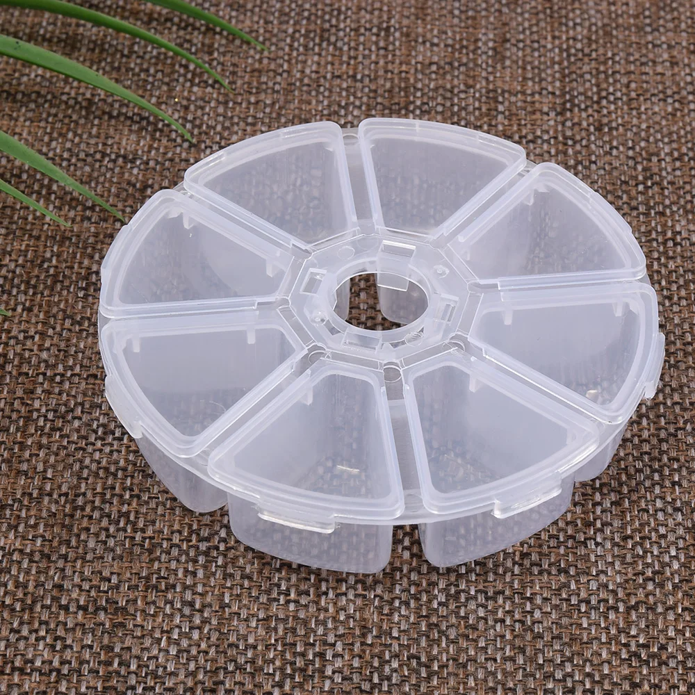 Round 8 Compartment Storage Box Transparent PP Plastic Box Fishhook Box Jewelry Accessories Bead Packaging Small Storage Box