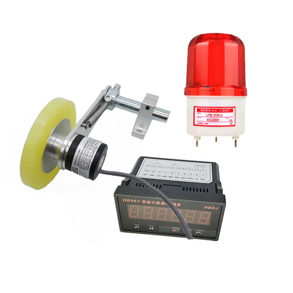 CALT With Alarm System Function GHW38 Metal Mounting Bracket Non-slip Roller Wheel Rotary Encoder and HB961 Digital Counter