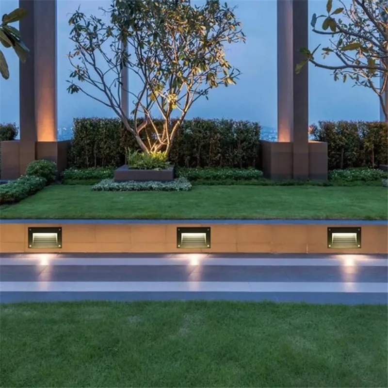 3W 5W Outdoor Waterproof Led Step Light Recessed Garden Villa Pathway Corner Wall Lamp Stairway Hallway Step Stair Light