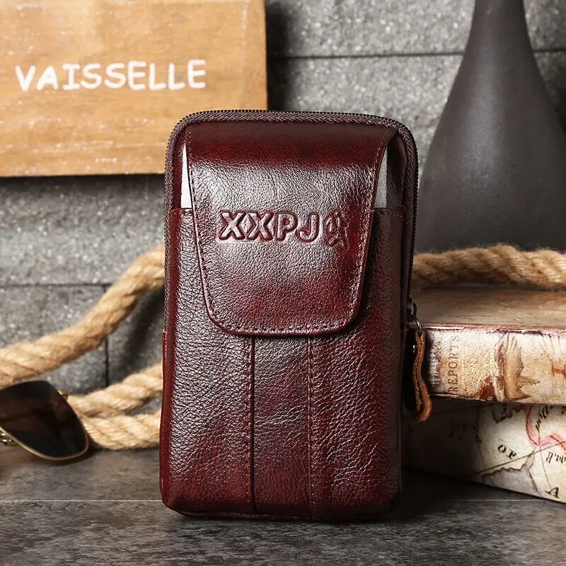 Summer New Mobile Phone Waist Bag Multifunctional Verticle Wear Leather Belt Magnetic Buckle Classic Leather Men's Pockets