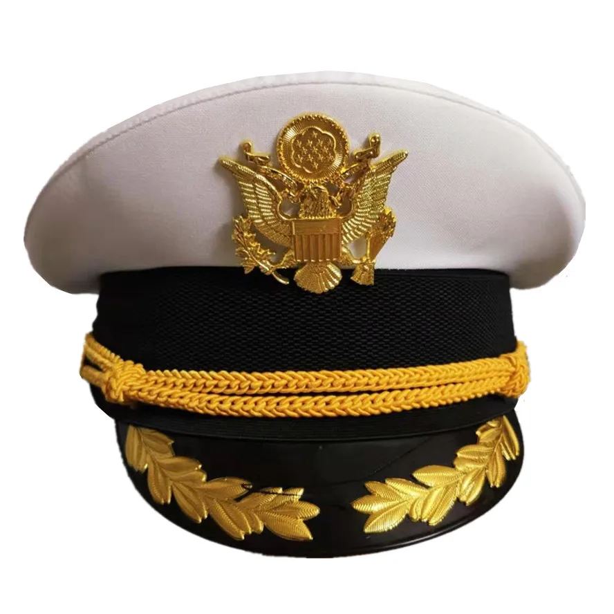 White Captain Sailor  Caps With Anchor Hat Eagle For Fancy Cosplay