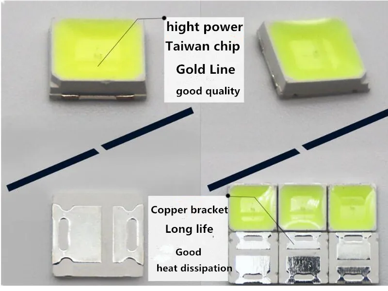 55PCS SMD LED 2835 Chips 0.5W 1W 3V 6V 9V 18V 36V 140LM 4000K White Beads Light White Warm Surface Mount PCB Emitting Diode Lamp