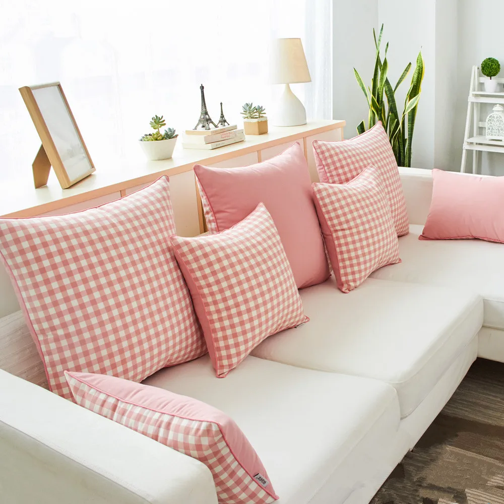 30X45/40/45/40x60/60cm Simple white pink plaid cushion cover sofa grid checkered pillow case decorative pillow cover pillowcase