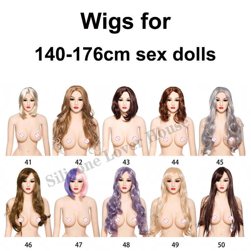 Beautiful Hair and Wigs for Real Silicone Sex Dolls with various height body use various type Wig