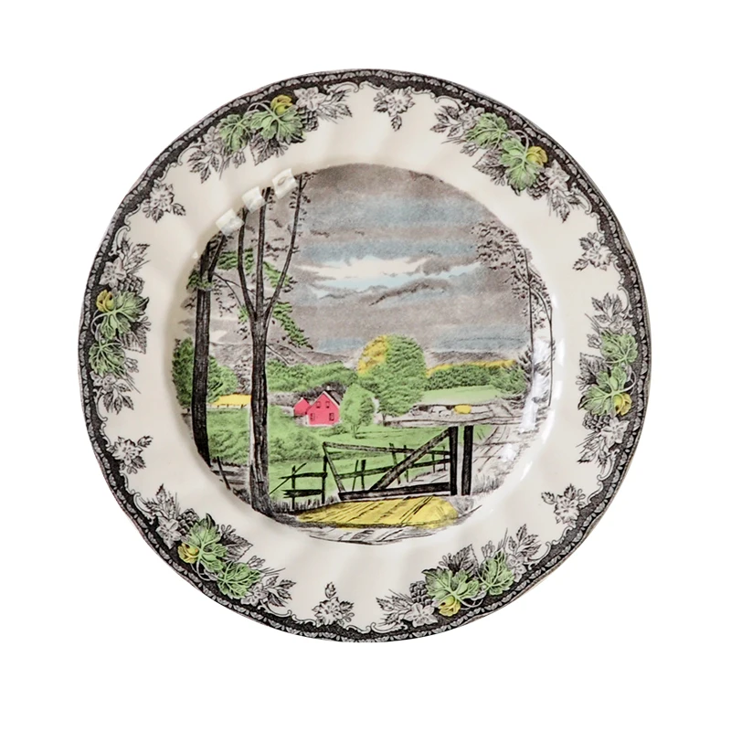 British, European pastoral Nordic ceramic western tableware, steak plate, dinner plate, dinner plate, household serving platter