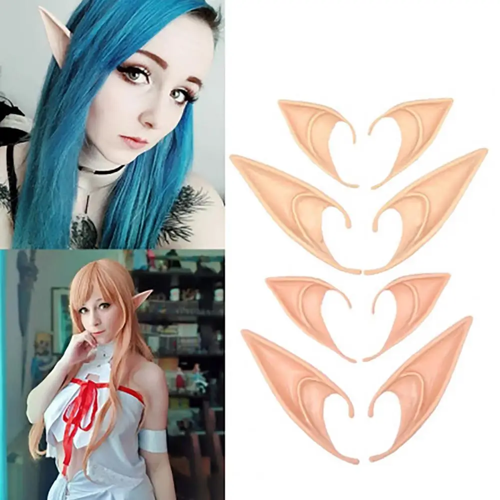 1 Pair Cosplay Clip Earrings Costume Elf Ears Creative Emulsion Latex Angel Ears Fashion Accessories Halloween Decoration