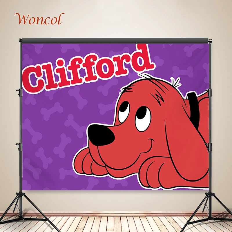 Woncol Clifford The Big Red Dog Photo Backgrounds Kids Birthday Photography Backdrops Party Custom Banners Photo Props