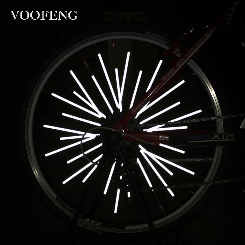 

VOOFENG Reflective Spoke Mount Clip Bicycle Wheel Rim Tube Warning Strip Road Safety Reflector Heat Transfer Film Reflector