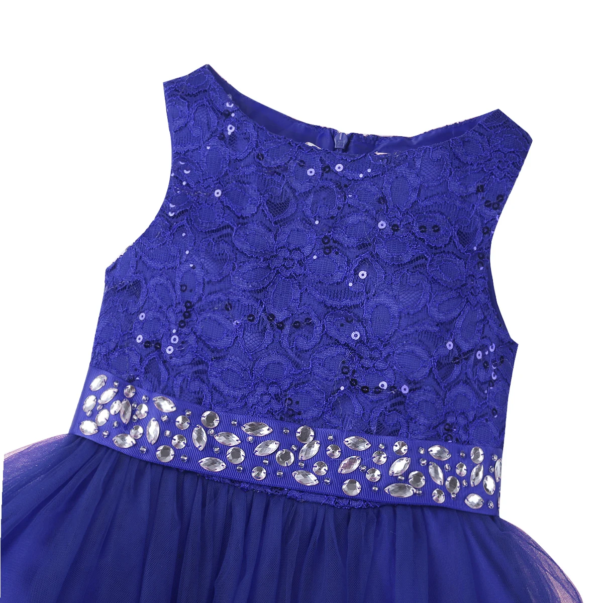 Teen Girls Elegant Sequined Lace Mesh Flower Girl Dress Princess Pageant Wedding Bridesmaid Birthday Party Dresses 2-16 Years